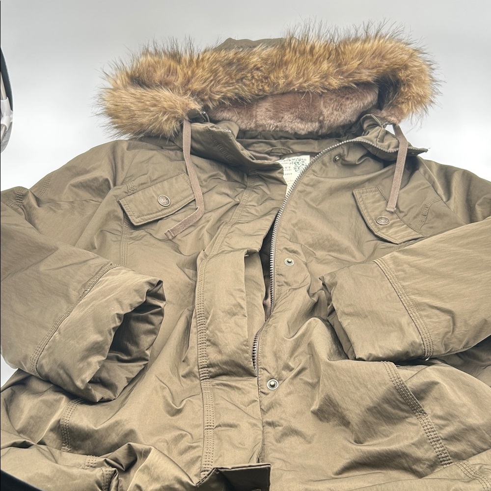 Old Navy military green utility Jacket with Faux Fur Hood